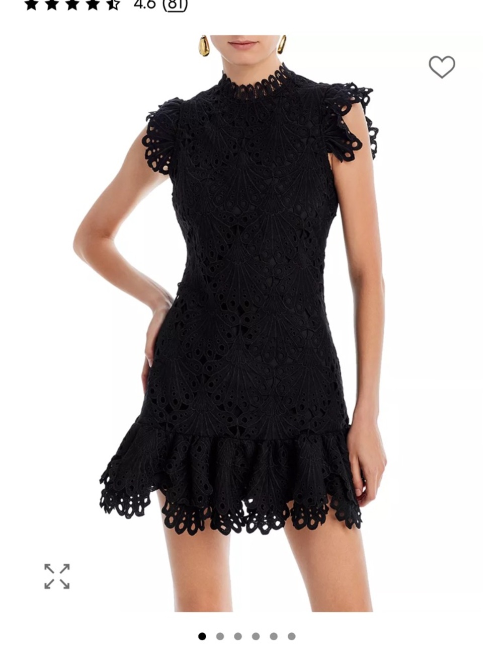 NWT Aqua Bloomingdale’s Black Lace Mock Neck Mini Shift Dress Size M